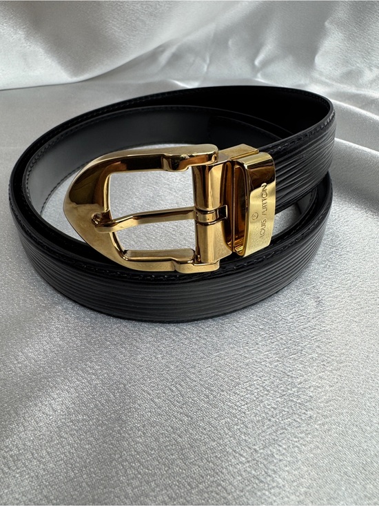 Louis Vuitton Accessories - Louis Vuitton Black EPI Leather Belt w/ Gold Buckle (Signature Hardware) 85/34